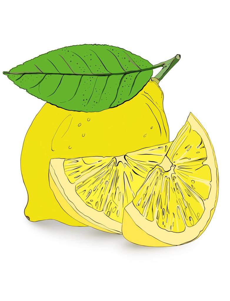 citrons ar lapiņu un citrona šķēlītes
